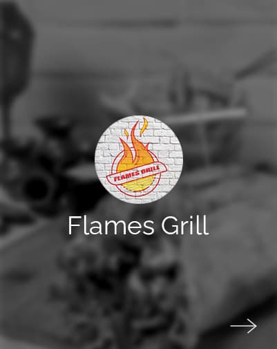 Flames Grill brand card, grill house photography by Qaurus